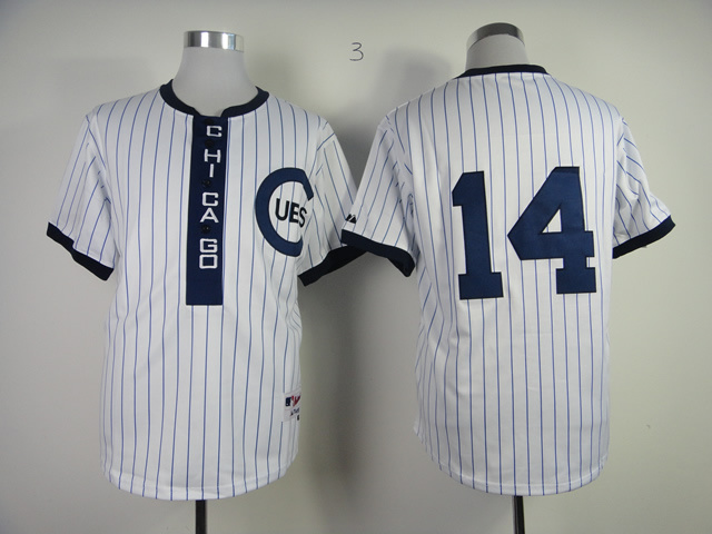 Men Chicago Cubs 14 Banks White Throwback 1909 MLB Jerseys